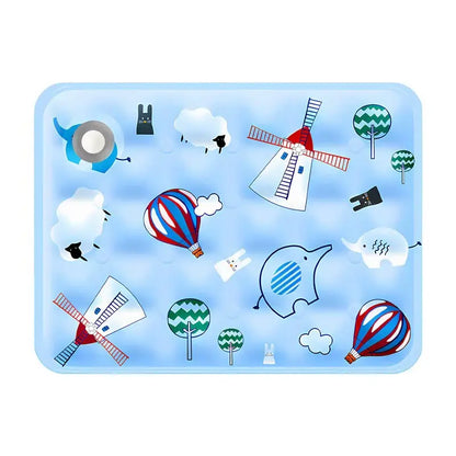 Cotton Cooling Dog Mat - Heart-Snap, Modern Geometric Design, Washable Non-Slip Pet Pad for Crate, Floor, Small to Large Dogs, Comfortable
