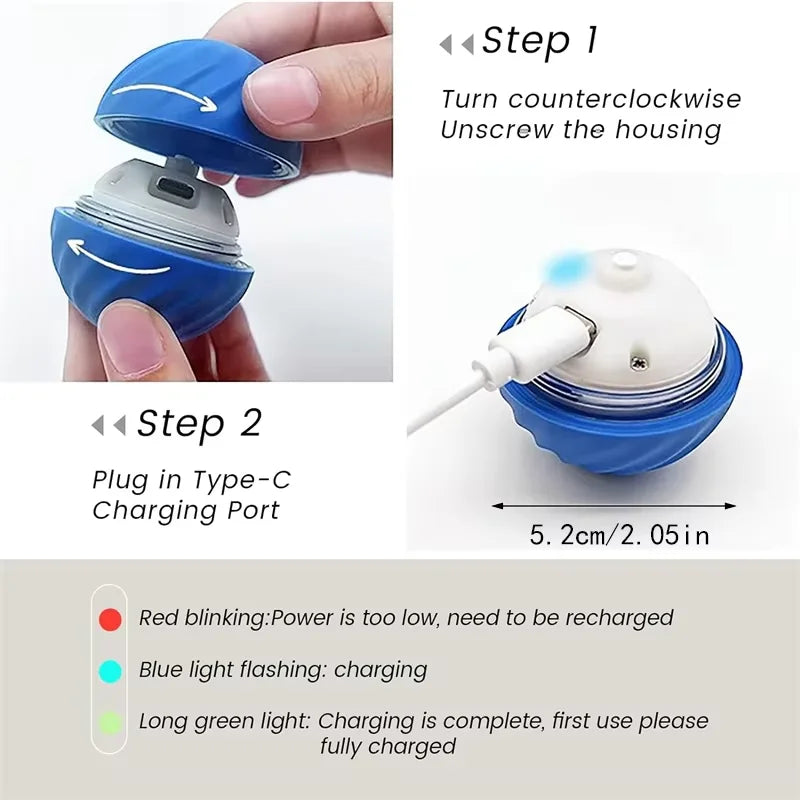 Automatic Interactive Dog Toy Ball Pet Chew Toy Rolling USB Rechargeable Bouncy Ball for Cats Dogs Self-Play Companion Gift