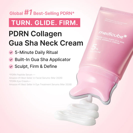 [NEW] [Medicube] PDRN Collagen Gua Sha Neck Wrinkle Cream | Built-In Gua Sha Massager with Volufiline 5% + PDRN | Firming, Contour Care for the Look of Fine Lines, Jawline, Neck, Décolleté,Underarms, Chest, Legs, Shoulder | Massage Cream | Korean Skincare