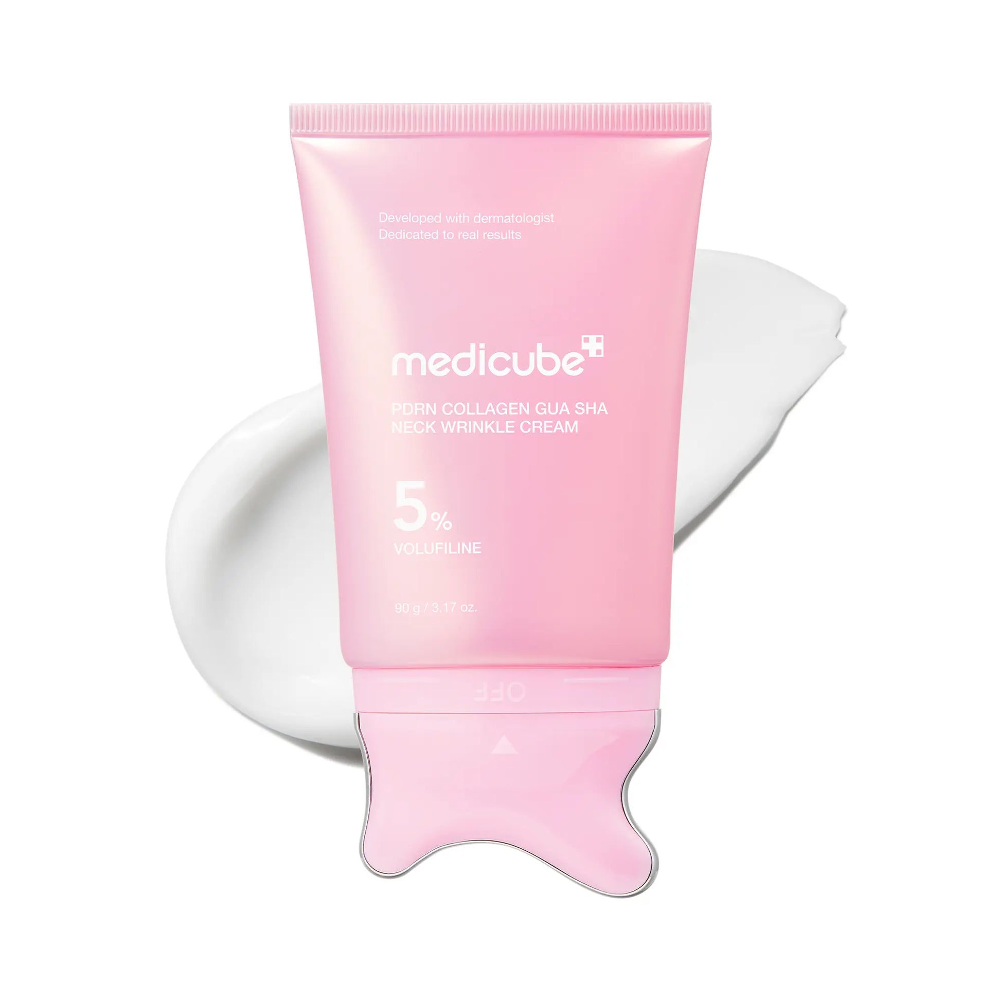 [NEW] [Medicube] PDRN Collagen Gua Sha Neck Wrinkle Cream | Built-In Gua Sha Massager with Volufiline 5% + PDRN | Firming, Contour Care for the Look of Fine Lines, Jawline, Neck, Décolleté,Underarms, Chest, Legs, Shoulder | Massage Cream | Korean Skincare