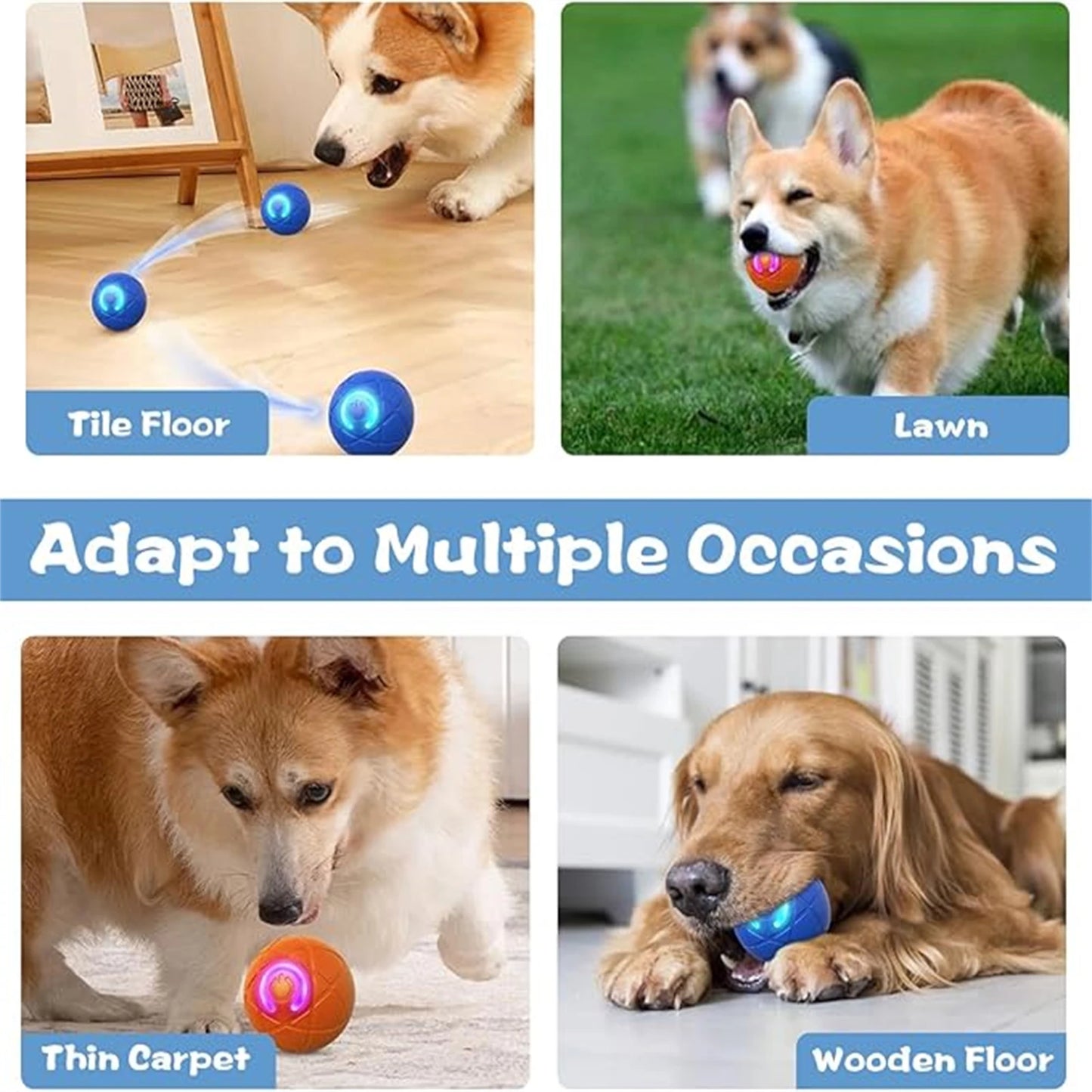 Automatic Interactive Dog Toy Ball Pet Chew Toy Rolling USB Rechargeable Bouncy Ball for Cats Dogs Self-Play Companion Gift
