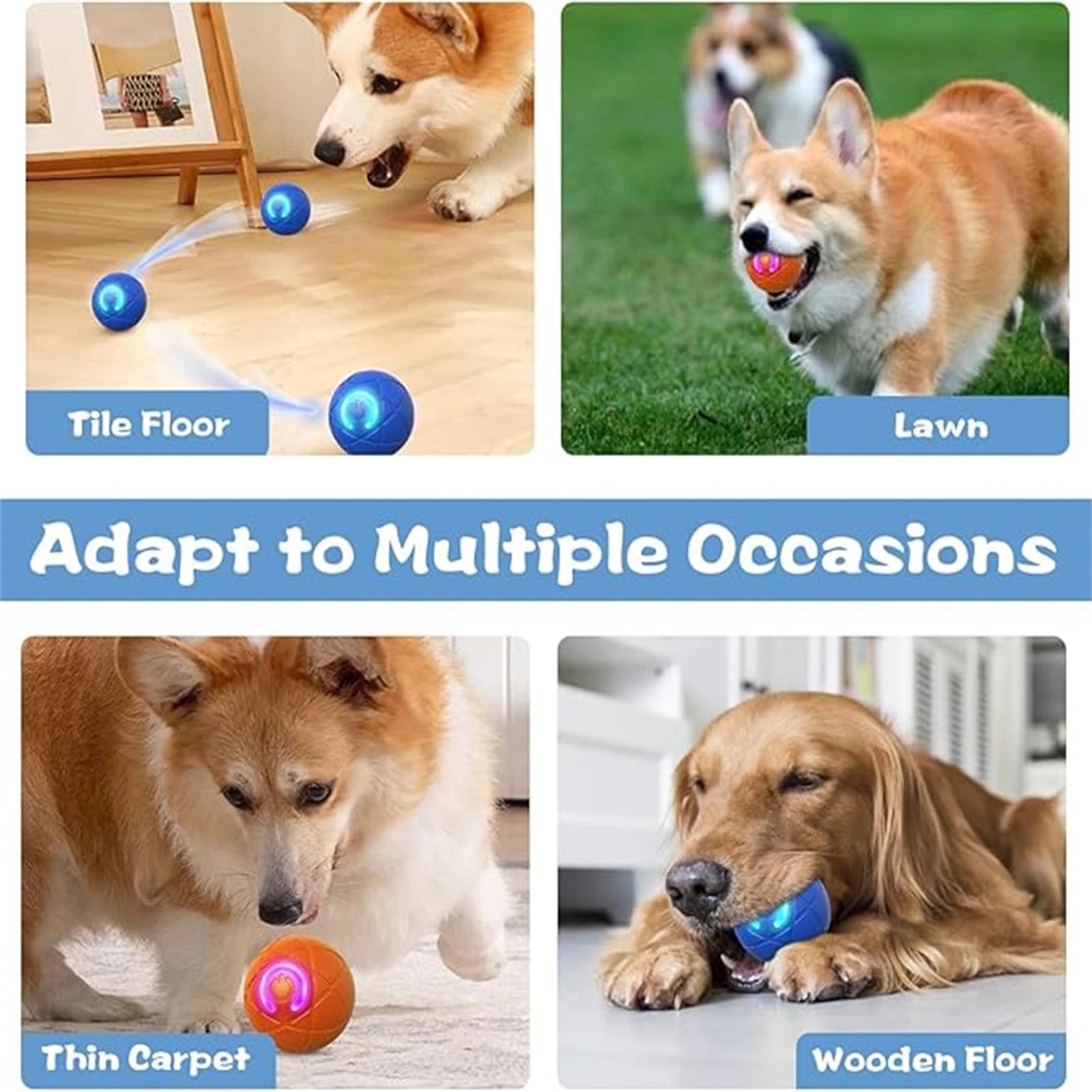 Automatic Interactive Dog Toy Ball Pet Chew Toy Rolling USB Rechargeable Bouncy Ball for Cats Dogs Self-Play Companion Gift