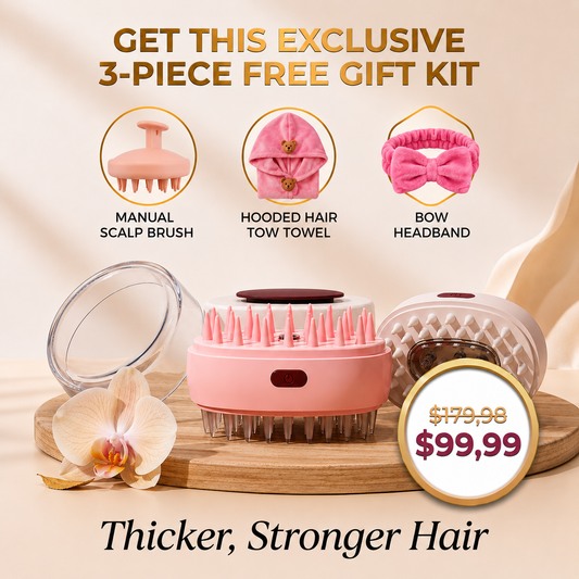 ALL NEW 7-in-1 Color LED Scalp Therapy Brush with Essential Oil Applicator & Sonic Vibration Massager