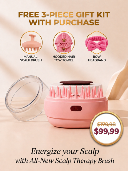 ALL NEW 7-in-1 Color LED Scalp Therapy Brush with Essential Oil Applicator & Sonic Vibration Massager