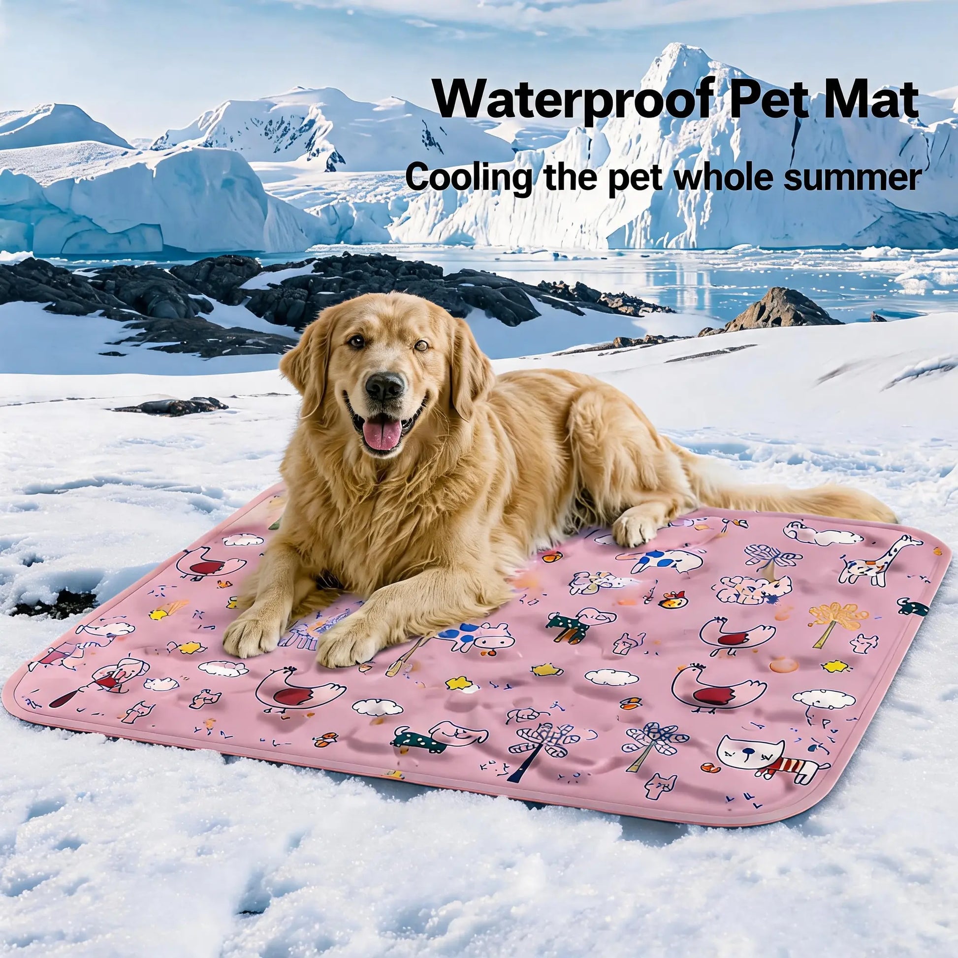 Cotton Cooling Dog Mat - Heart-Snap, Modern Geometric Design, Washable Non-Slip Pet Pad for Crate, Floor, Small to Large Dogs, Comfortable