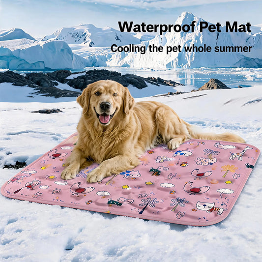 Cotton Cooling Dog Mat - Heart-Snap, Modern Geometric Design, Washable Non-Slip Pet Pad for Crate, Floor, Small to Large Dogs, Comfortable