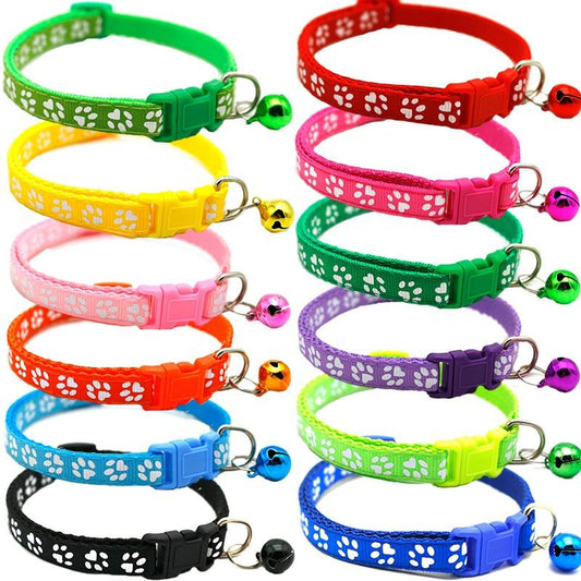 Multi-Color Floral Eco-Friendly Pet Collar for Dogs-Adjustable Polyester Webbing Metal Bell Quick-Release Buckle All Seasons