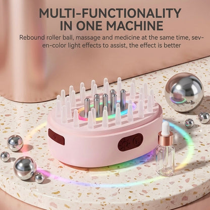 ALL NEW 7-in-1 Color LED Scalp Therapy Brush with Essential Oil Applicator & Sonic Vibration Massager