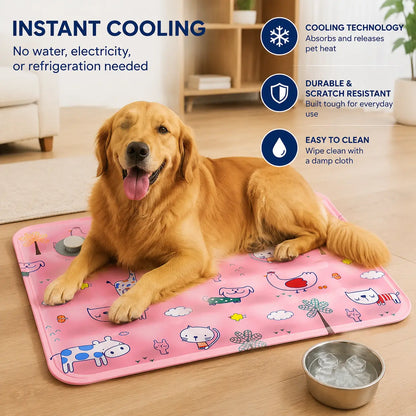 Cotton Cooling Dog Mat - Heart-Snap, Modern Geometric Design, Washable Non-Slip Pet Pad for Crate, Floor, Small to Large Dogs, Comfortable