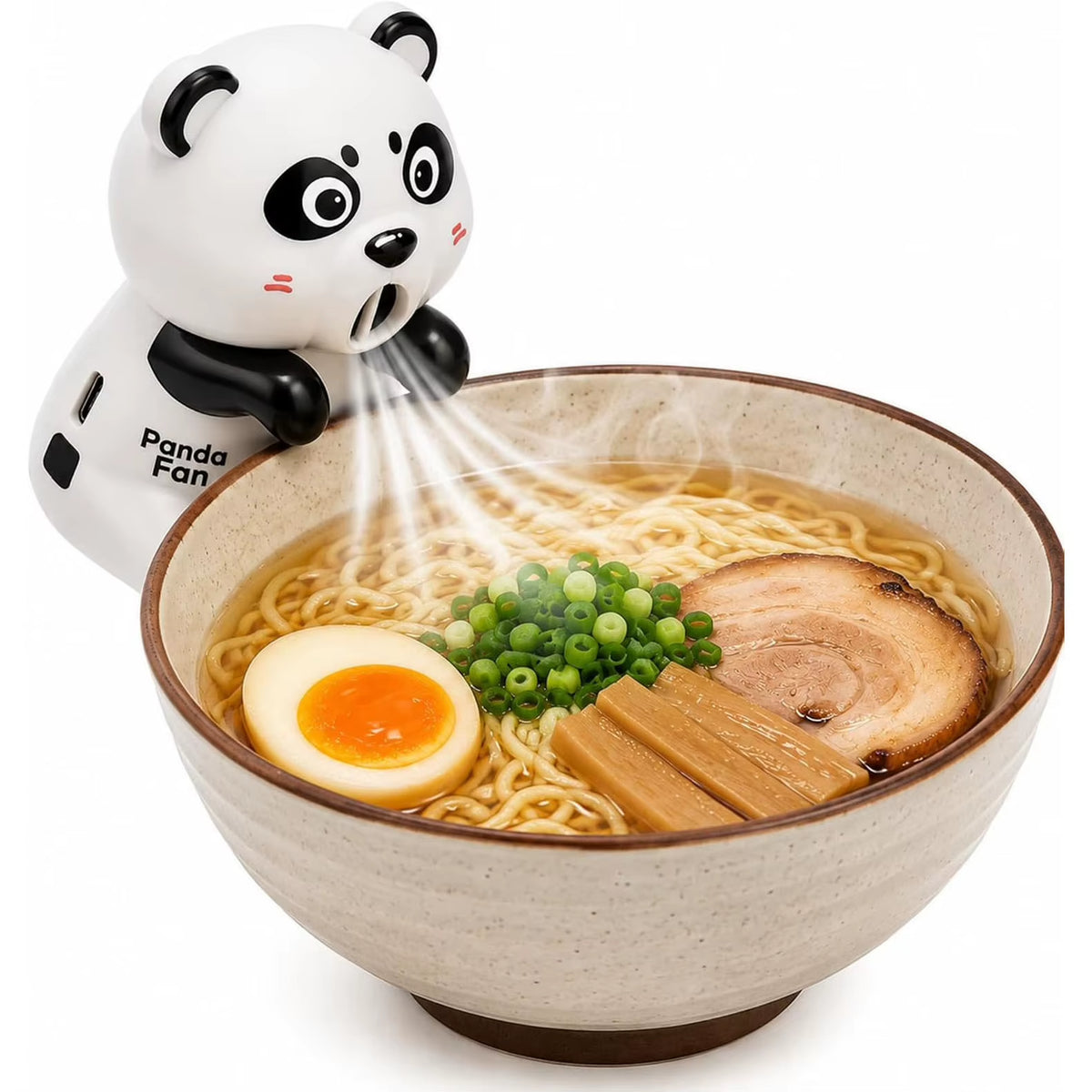 Panda Cup-Mounted Fan Hair Dryer Adhesive Mini Plastic Fan Cooling Bowls Soup Noodles Ramen Three Wind Speed Settings USB