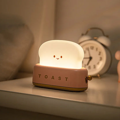 Creative LED Bread Night Light – USB Rechargeable Toast Lamp